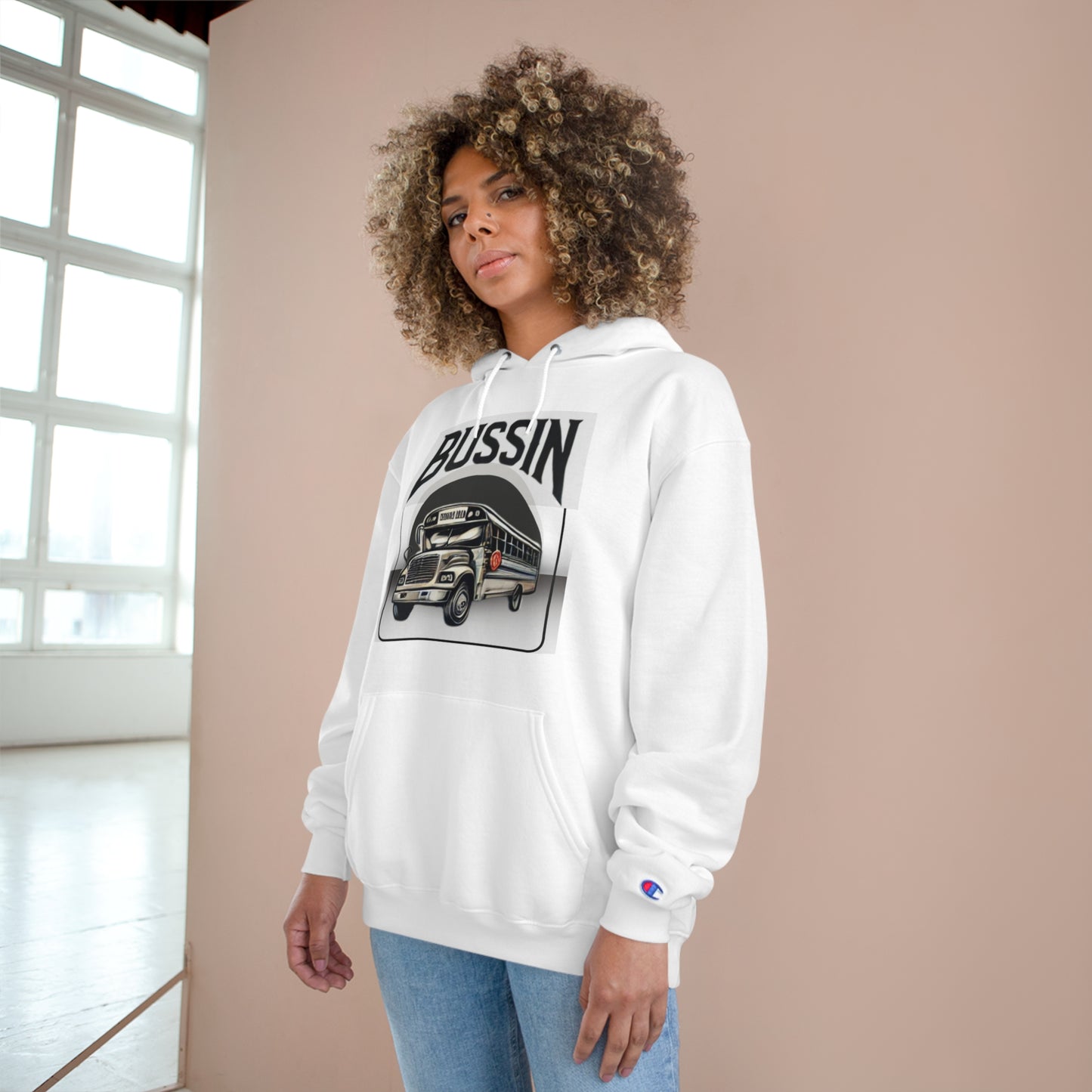 Champion Hoodie - Bussin Graphic Front Sweatshirt