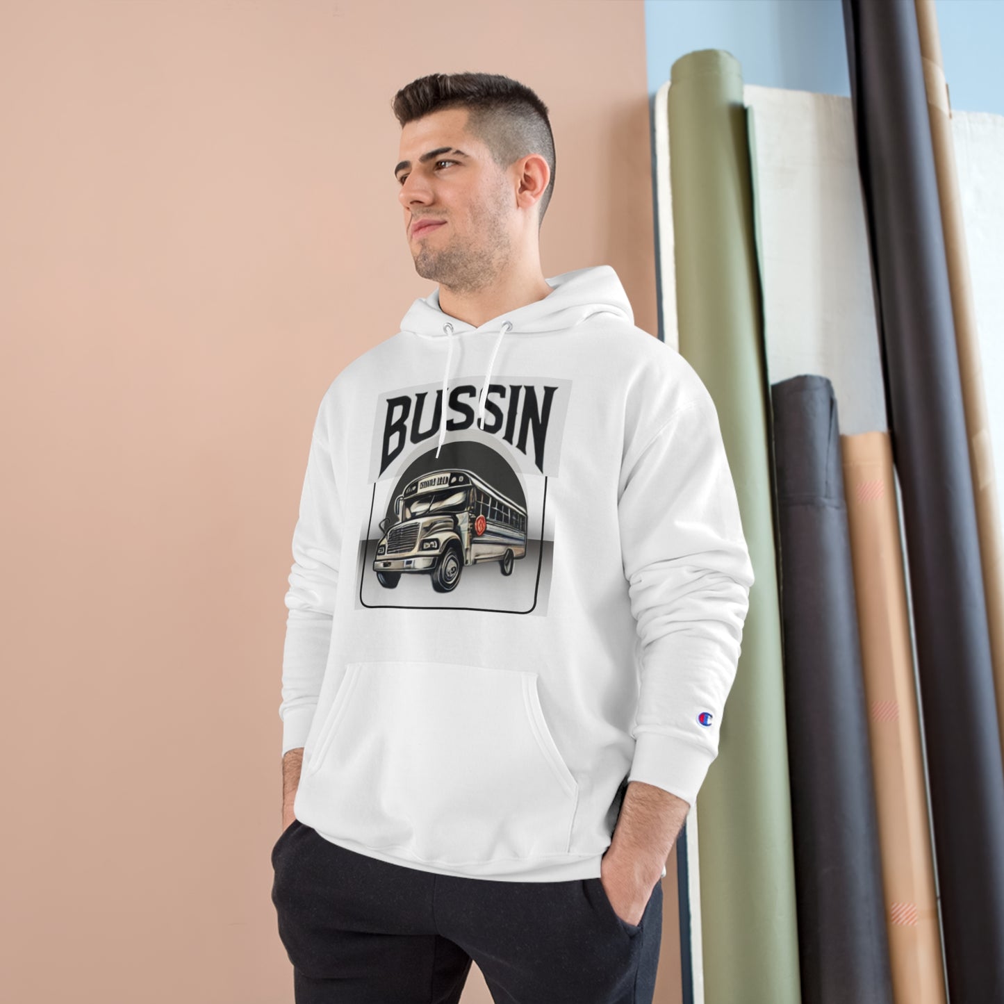 Champion Hoodie - Bussin Graphic Front Sweatshirt