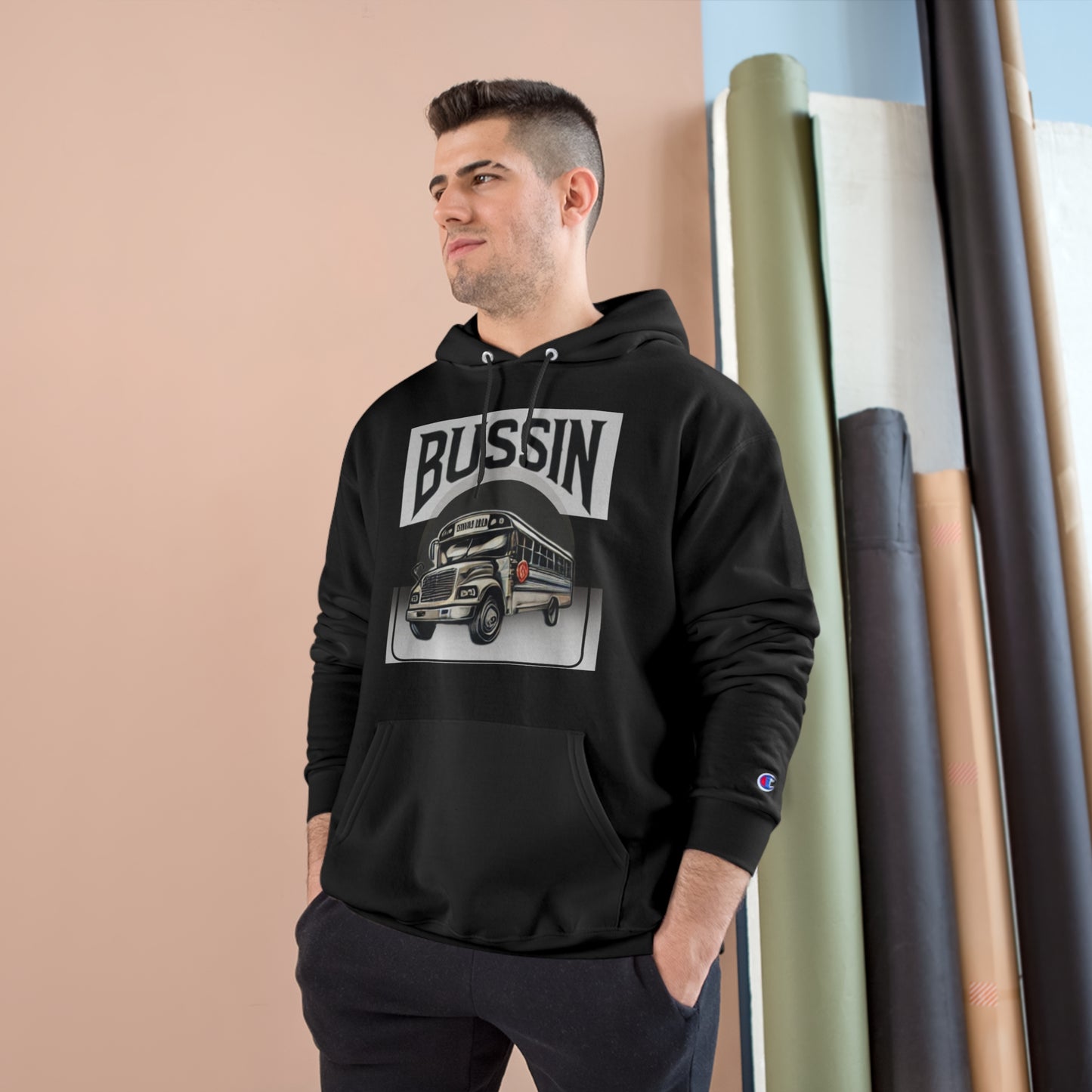 Champion Hoodie - Bussin Graphic Front Sweatshirt